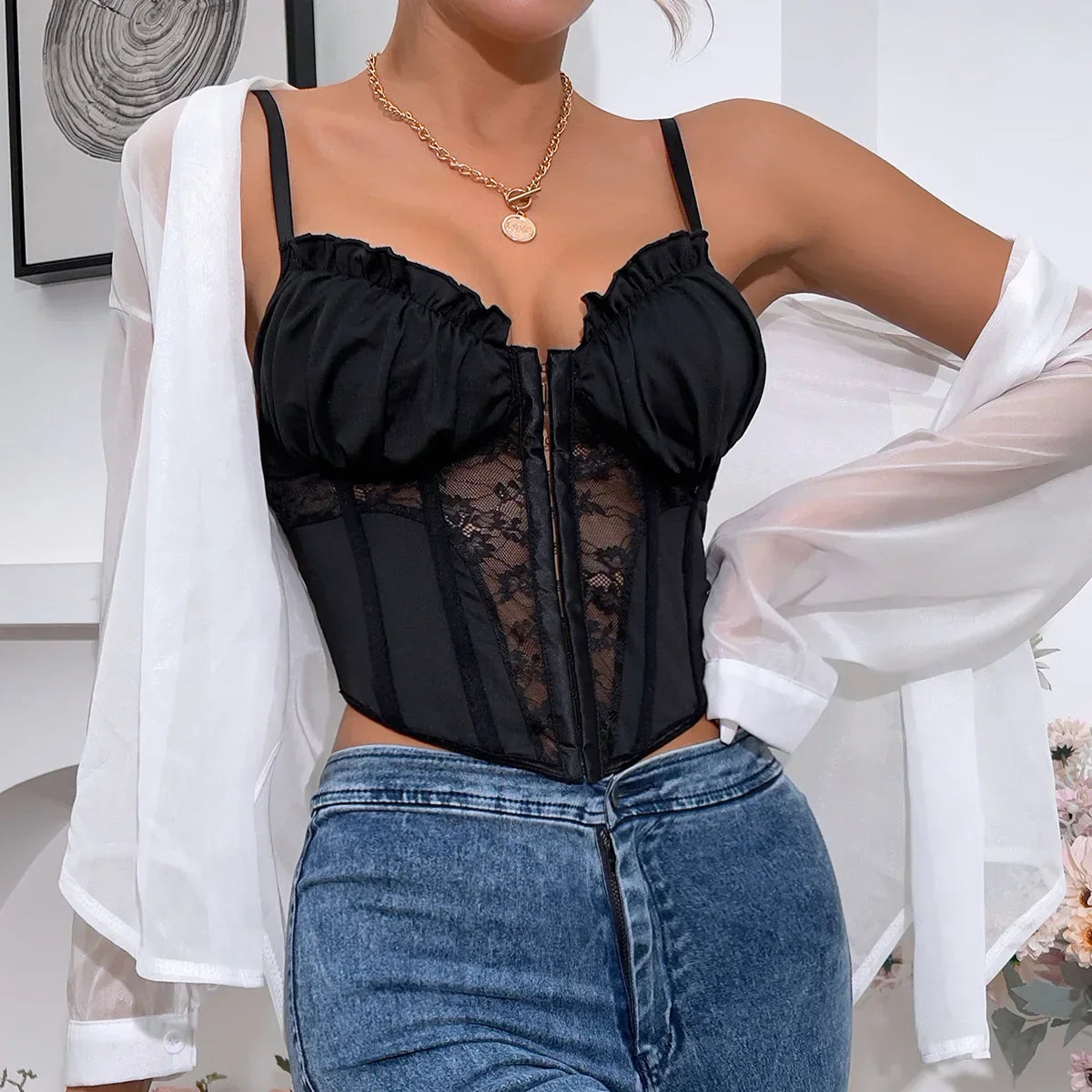 Soutien-gorge transparent avec fermeture à l'avant