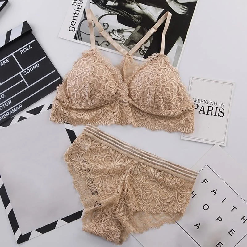 Beige Ensemble de Sous-Vêtements - Dentelle Sensuelle