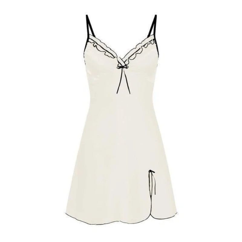 Blanc Chemise de nuit à nœuds