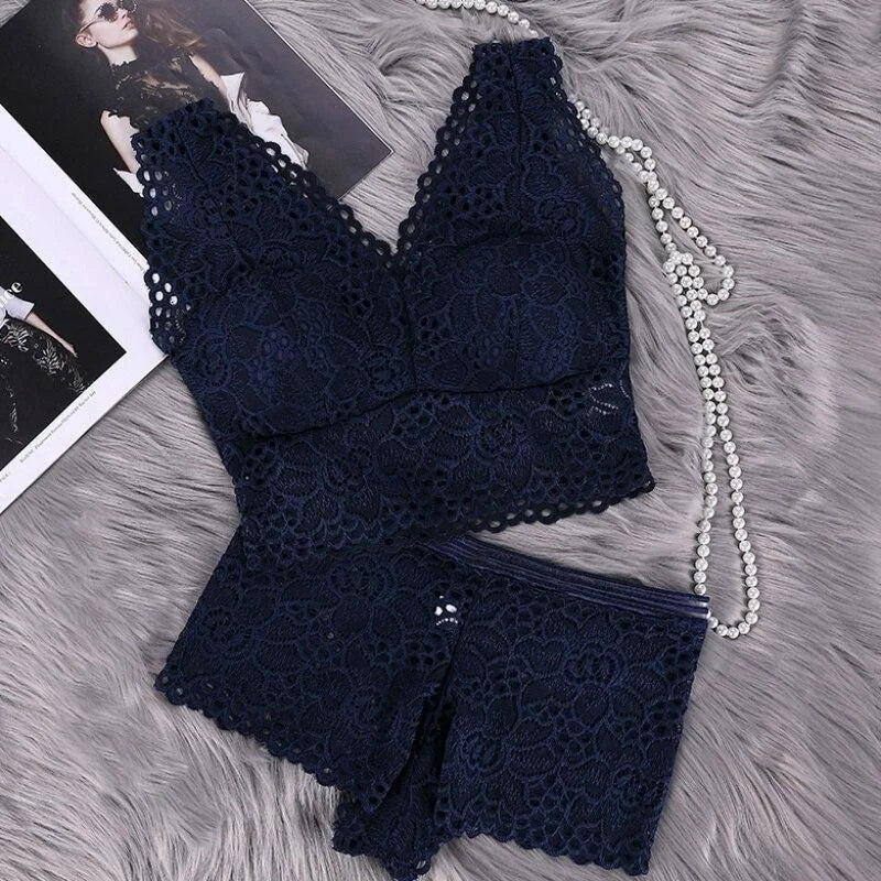 Bleu Ensemble de Sous-Vêtements Sexy - Lingerie en Dentelle