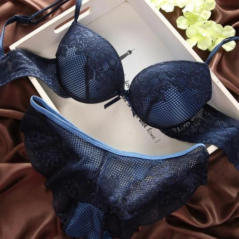 Bleu Lingerie & Soutien-Gorge Balconnet - Ensemble 2 pièces
