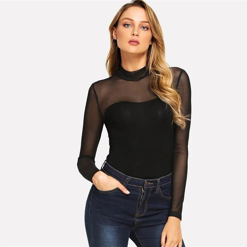 Body Chic avec Maille, Col et Manches Longues