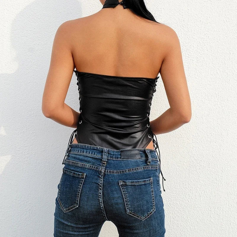 Body Sexy en Cuir avec Œillères