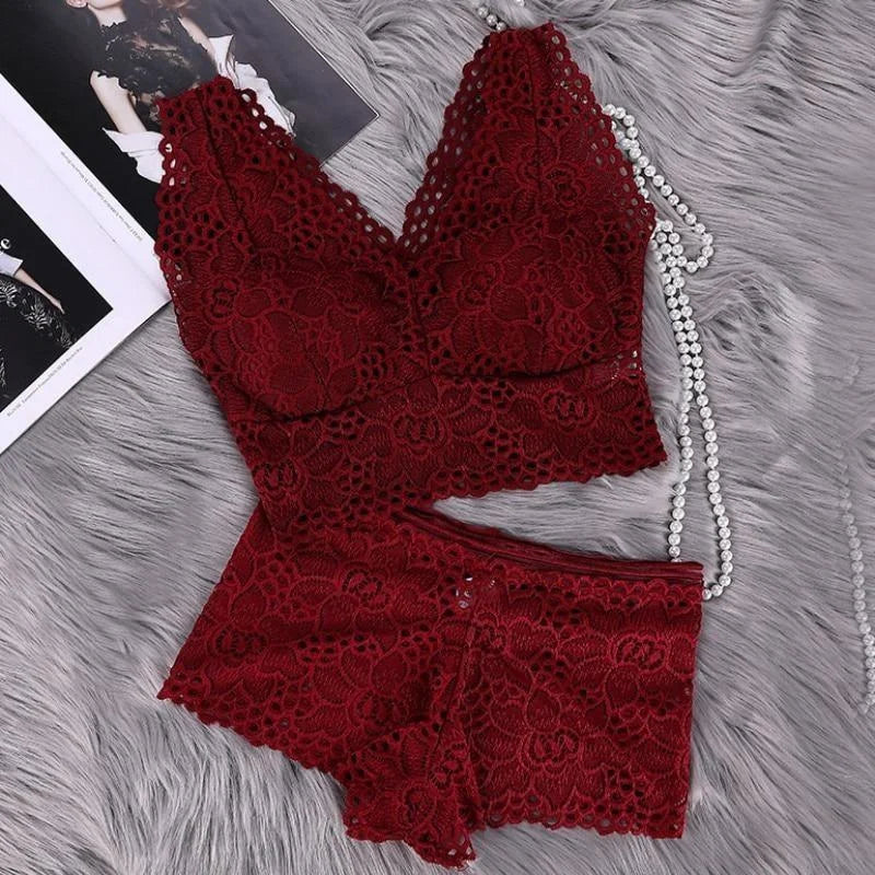 Bordeaux Ensemble de Sous-Vêtements Sexy - Lingerie en Dentelle
