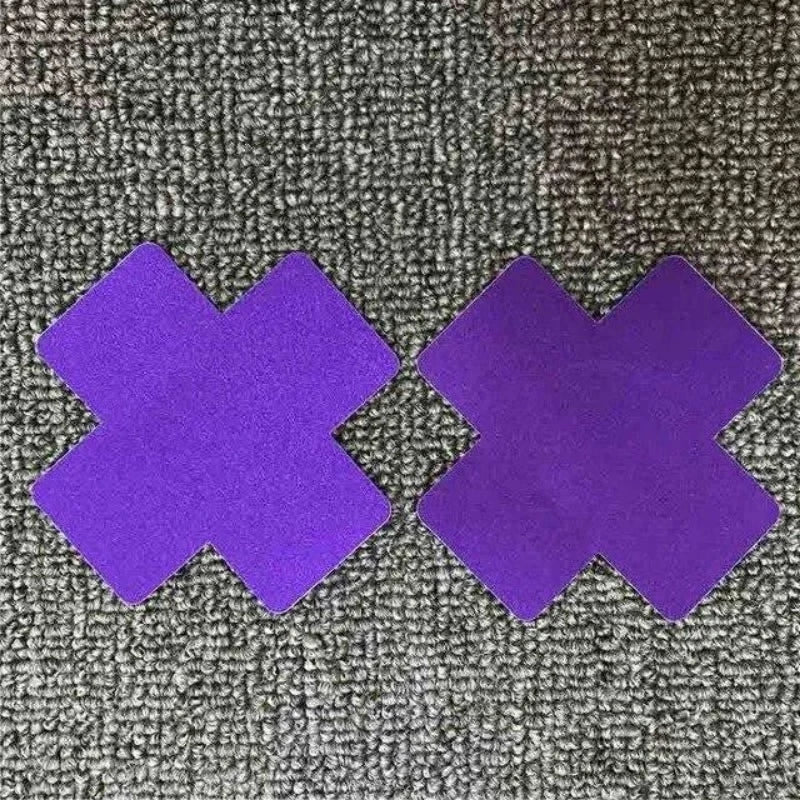Cache-tétons autoadhésif - forme de croix - violet / universelle