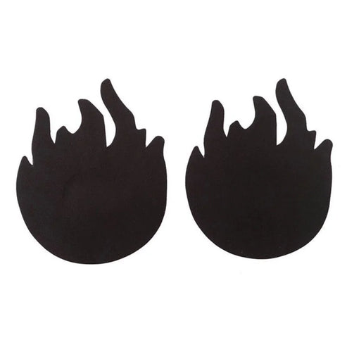 Cache-tétons autoadhésif - forme de flamme - noir / universelle