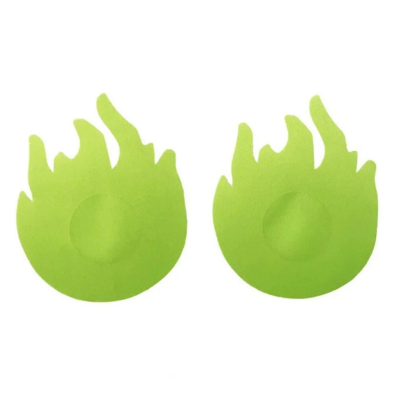 Cache-tétons autoadhésif - forme de flamme - vert / universelle