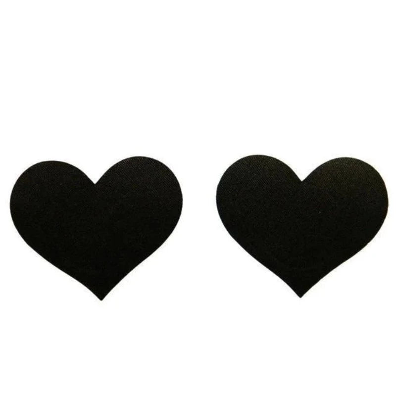 Cache-tétons autoadhésifs - forme de cœur - noir / universelle