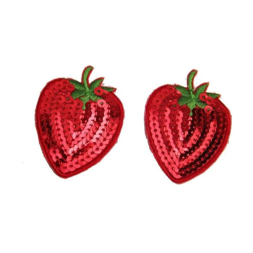 Cache-tétons autoadhésifs - forme de fraise - rouge / universelle