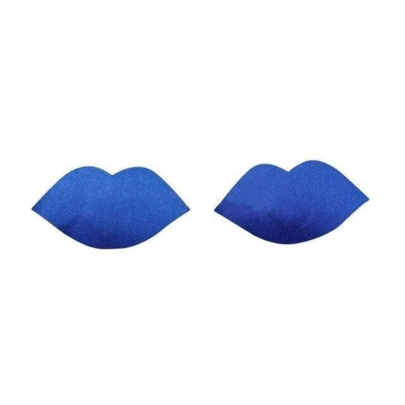 Cache-tétons autoadhésifs - forme de lèvres - bleu / universelle