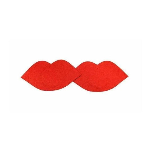 Cache-tétons autoadhésifs - forme de lèvres - rouge / universelle