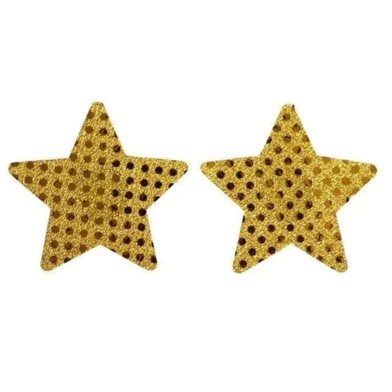Cache-tétons autoadhésifs - forme d’étoile - doré / universelle