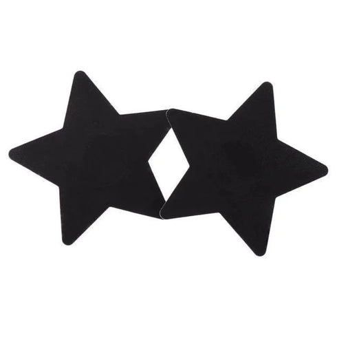 Cache-tétons autoadhésifs - forme d’étoiles - noir / universelle