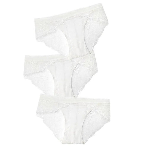 Culottes en dentelle décorative - pack de 3 - blanc / s