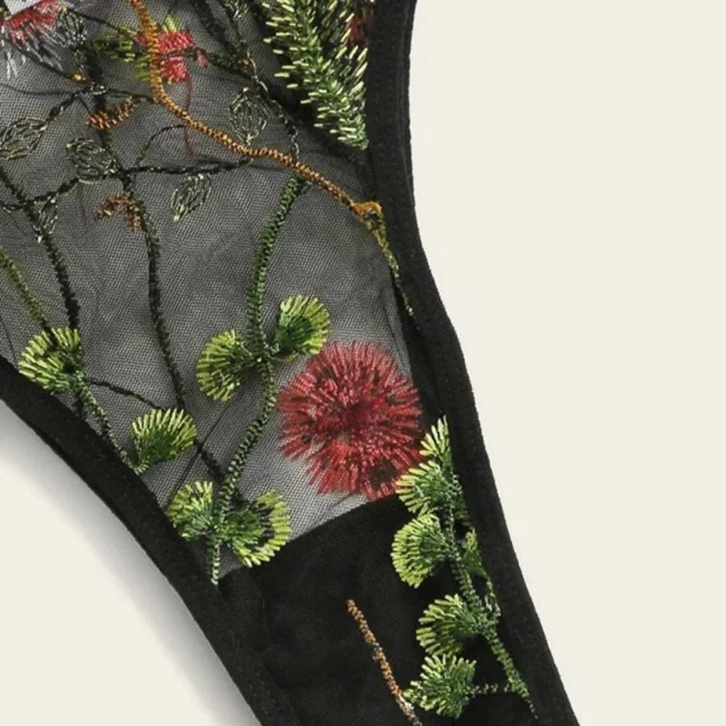Ensemble de Sous-Vêtements - Dentelle Thème Fleurs