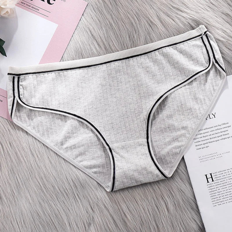 Gris Culotte Féminine en Coton - pack de 3
