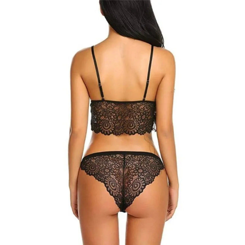 Lingerie Fine Décolleté Profond - Ensemble 2 Pièces