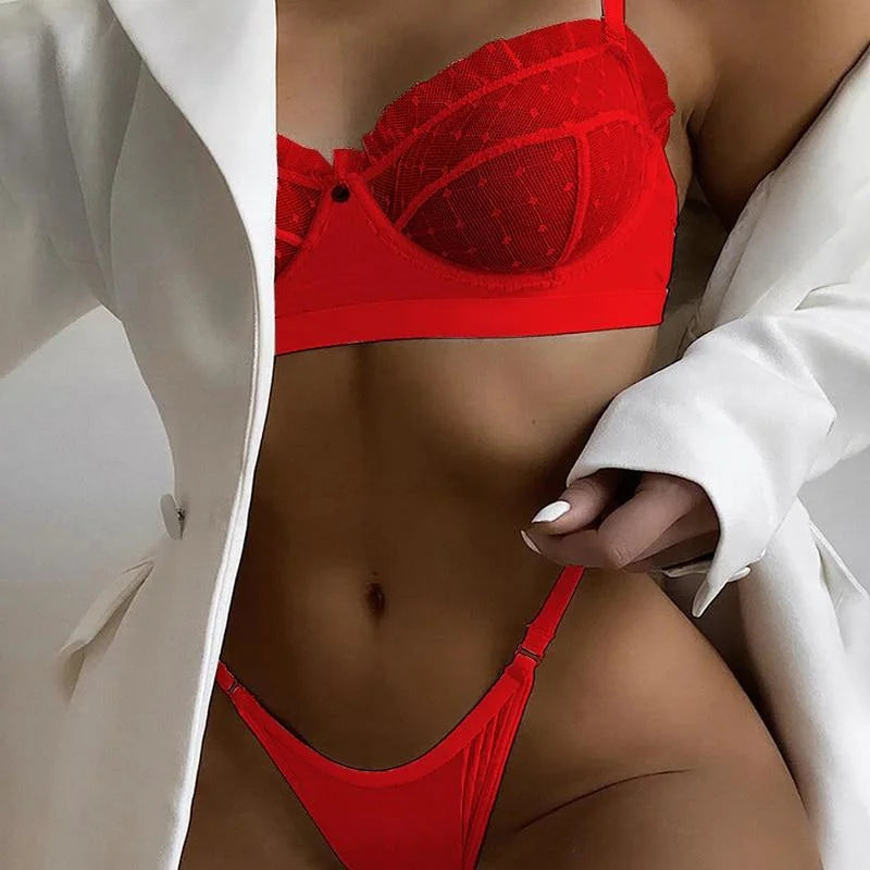 Lingerie transparente - sous-vêtements sexy - rouge / s