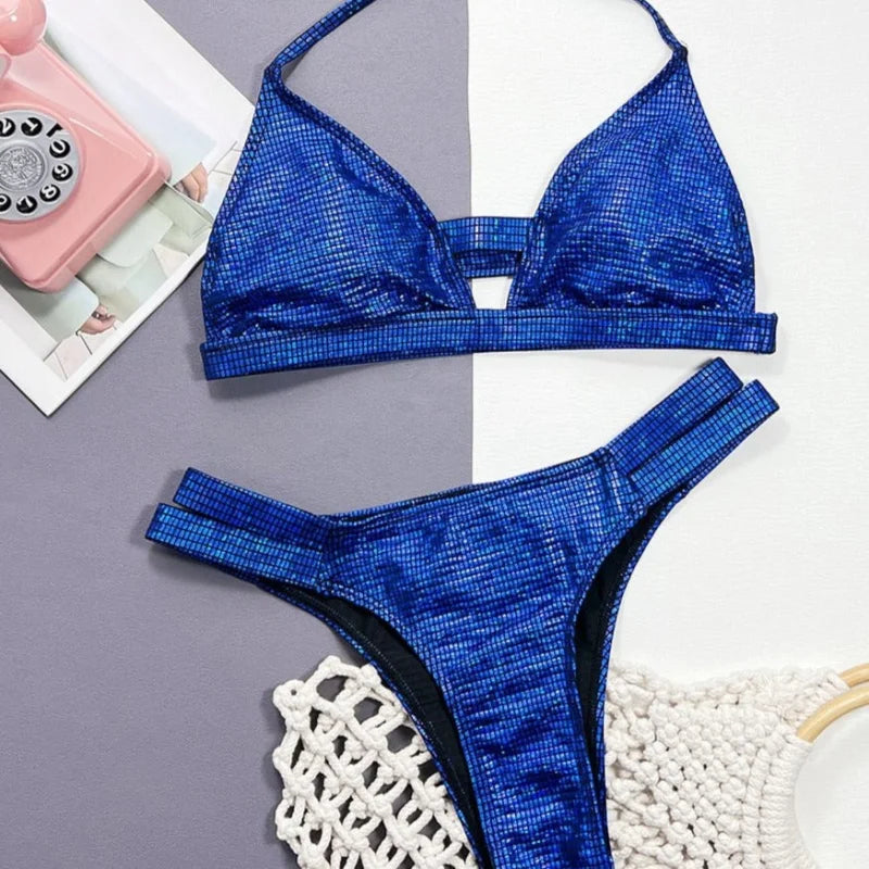 Maillot de bain 2 pièces bikini brillant