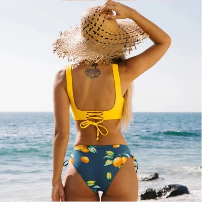Maillot de bain deux pièces bikini à nouer