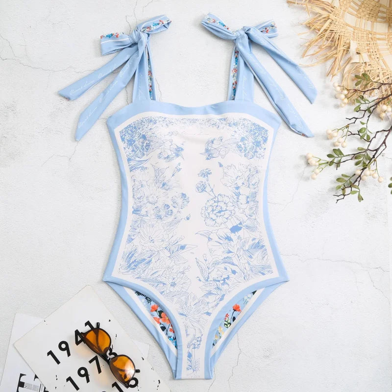 Maillot de bain une pièce fleuri réversible