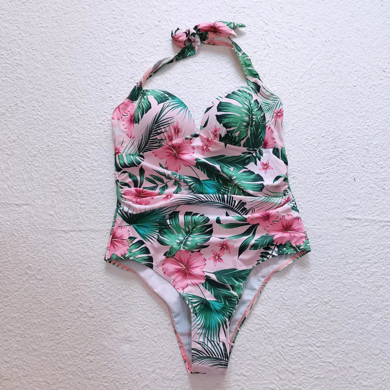 Maillot de bain une pièce push up fleuri