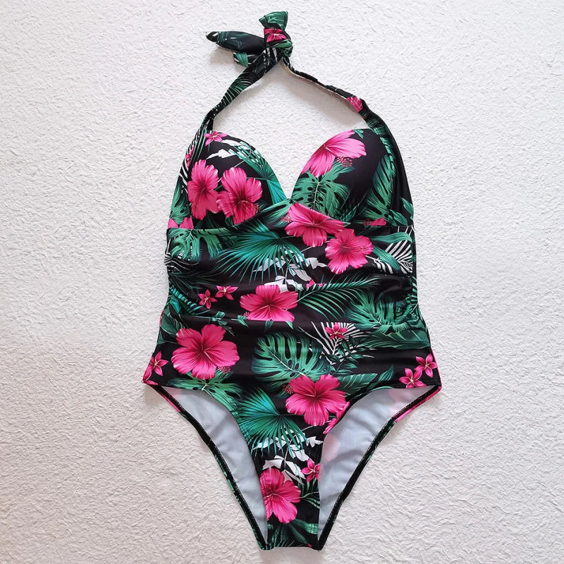 Maillot de bain une pièce push up fleuri