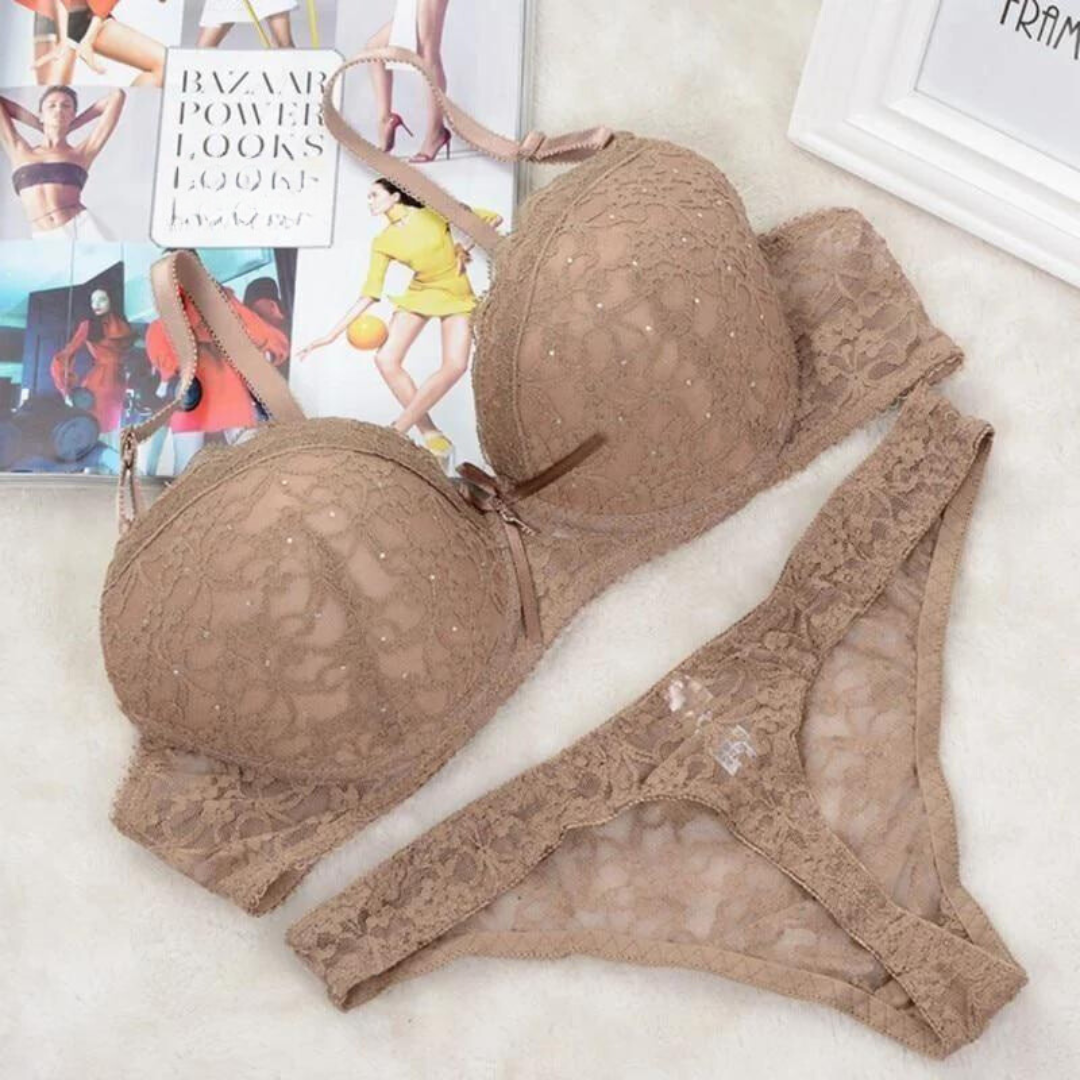 Marron Lingerie & Soutien-Gorge Balconnet - Ensemble 2 pièces