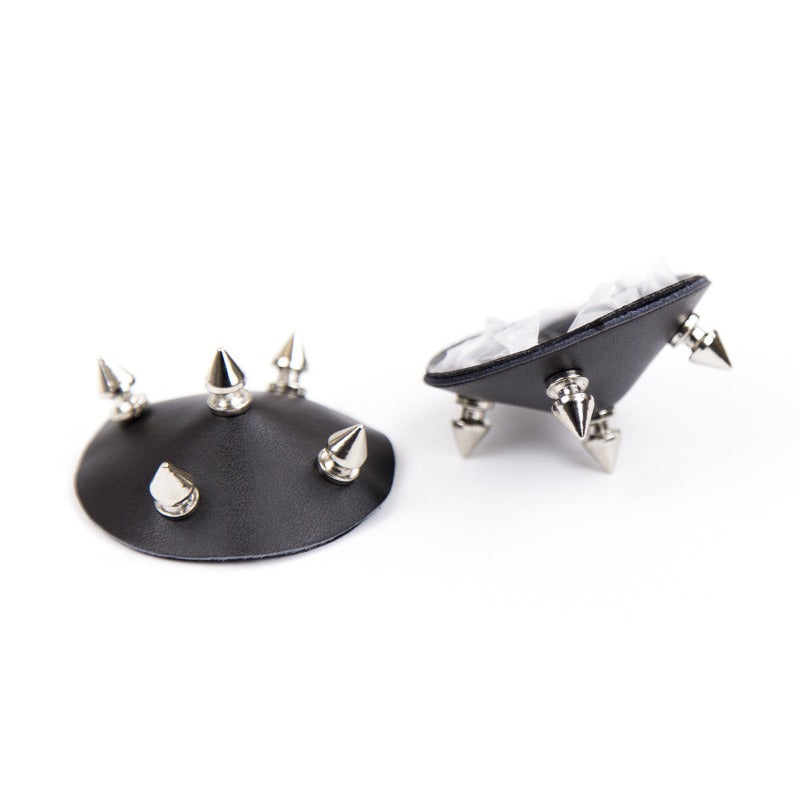 Noir Cache-tétons Autoadhésifs - Cuir avec Pointes