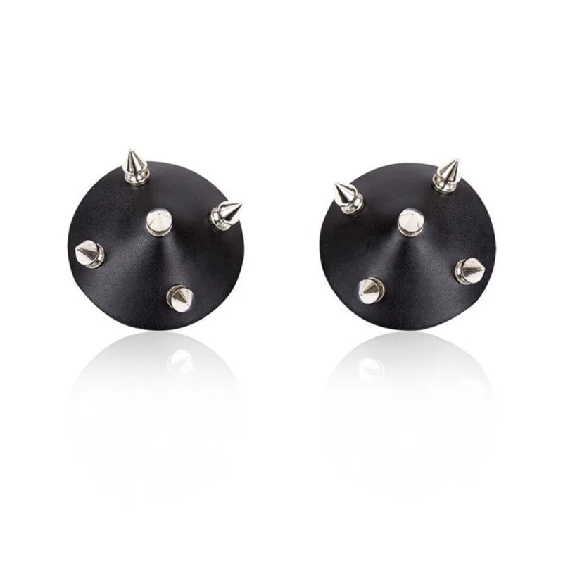Noir Cache-tétons Autoadhésifs - Cuir avec Pointes