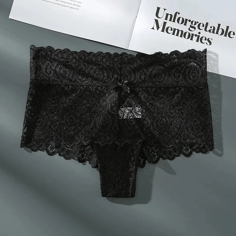 Noir Culotte en dentelle avec nœud