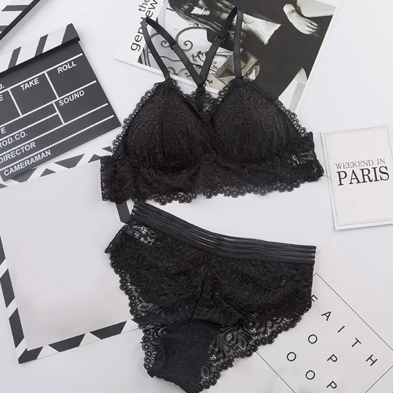 Noir Ensemble de Sous-Vêtements - Dentelle Sensuelle