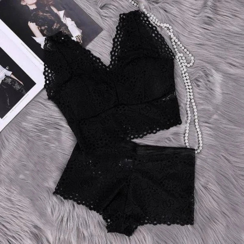 Noir Ensemble de Sous-Vêtements Sexy - Lingerie en Dentelle