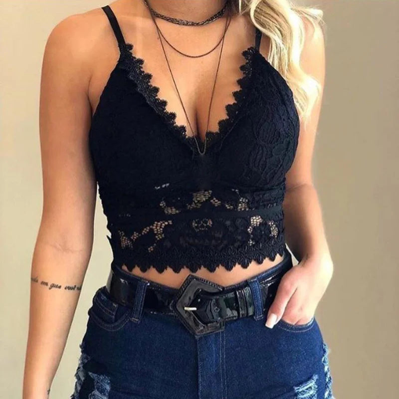 Noir Soutien-gorge en dentelle en forme de haut