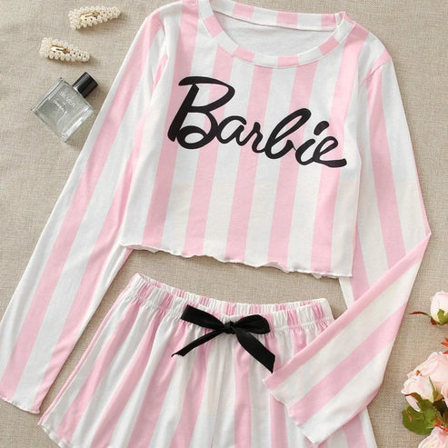Pyjama avec inscription ’barbie’ - rose / s
