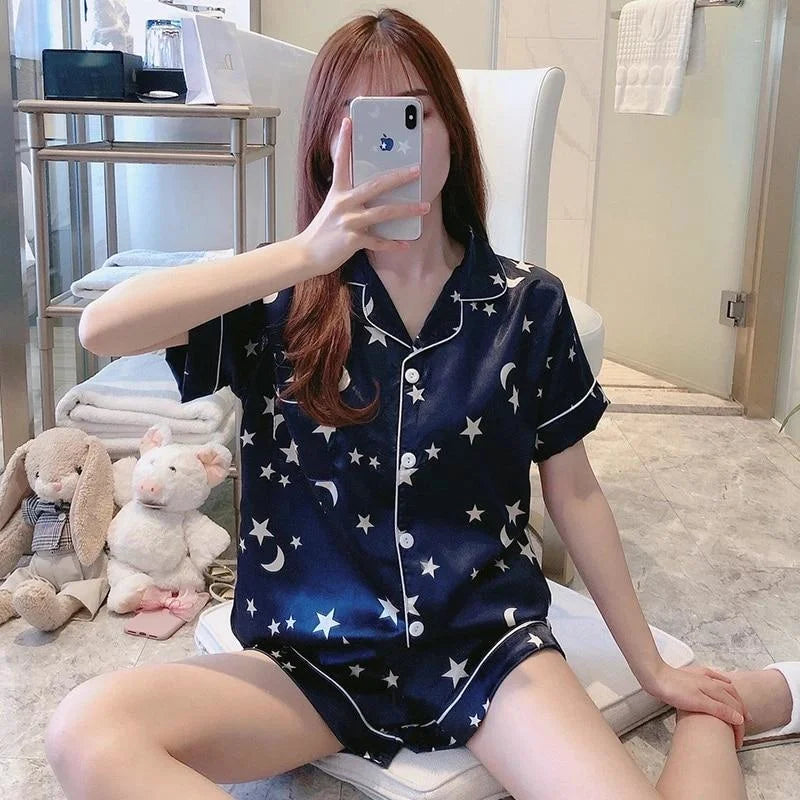 Pyjama avec motif de lune - bleu / s