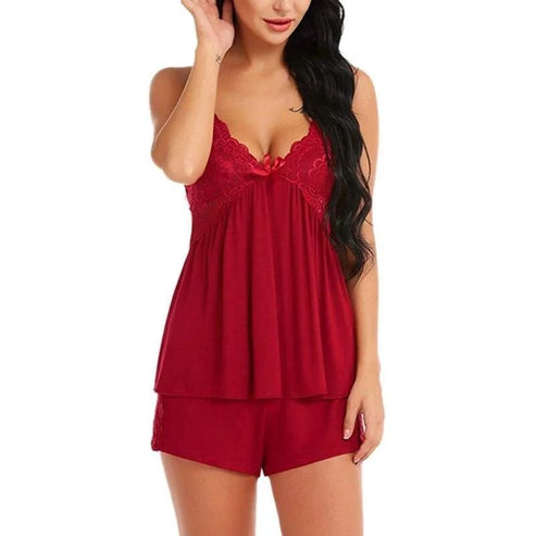 Pyjama femme confortable à bretelles - rouge / s
