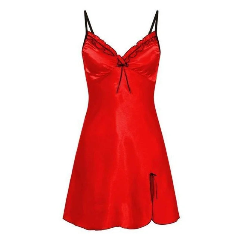 Rouge Chemise de nuit à nœuds