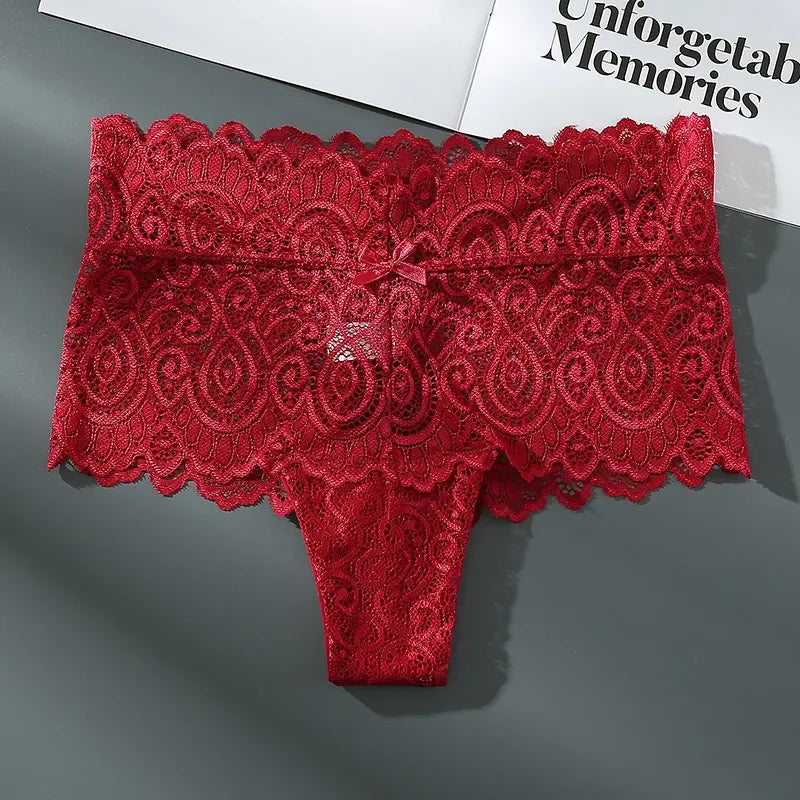 Rouge Culotte en dentelle avec nœud
