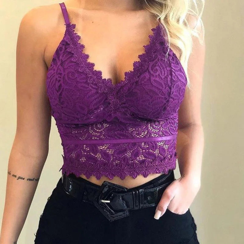Violet Soutien-gorge en dentelle en forme de haut