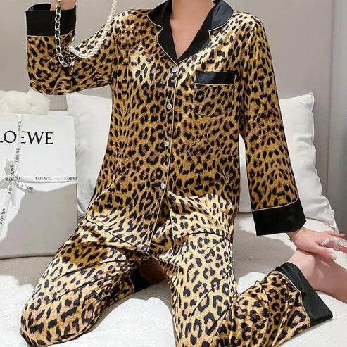 Pyjama Long pour Femme à Motif Léopard