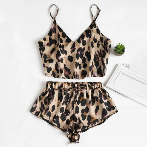 Pyjama femme imprimé léopard - multicolore / xs