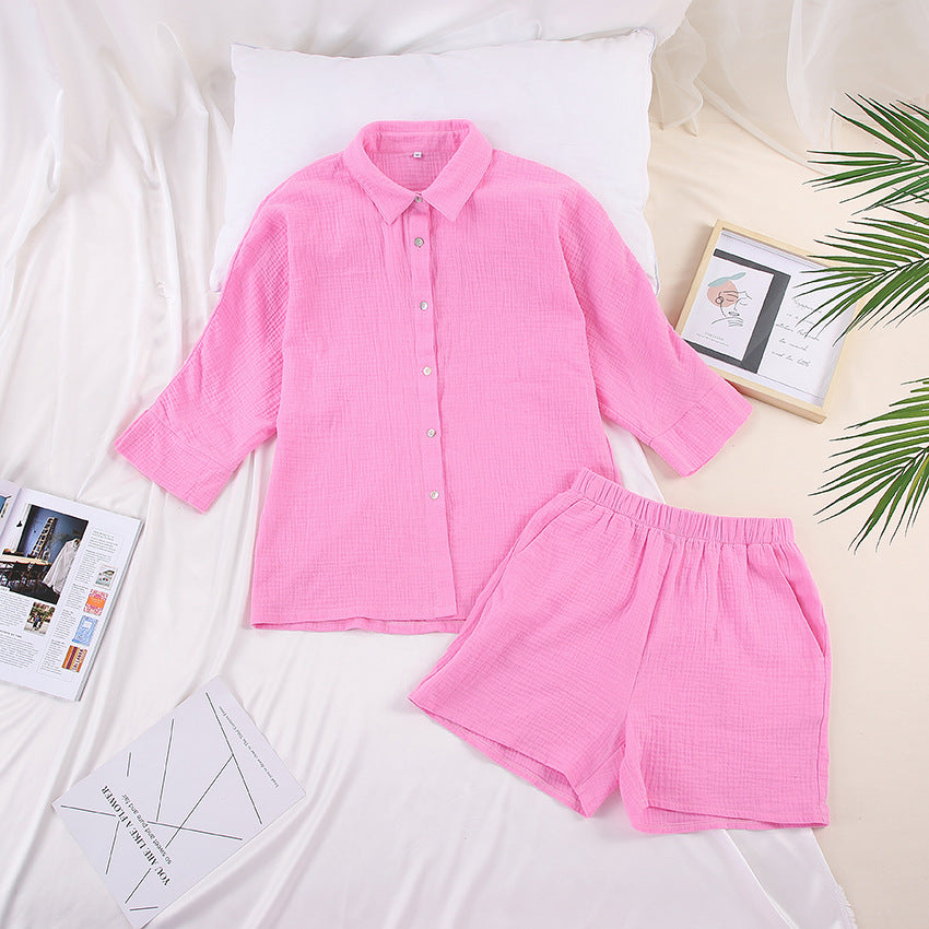 Pyjama femme en coton rose