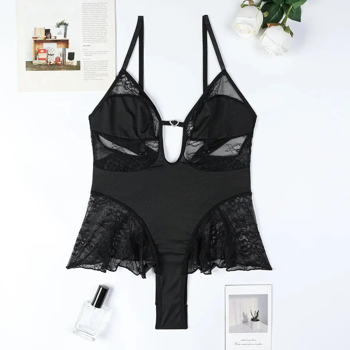 Body en dentelle avec décolleté profond