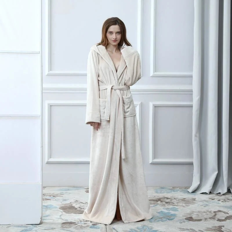 Beige Kimono Femme - Long avec Capuche