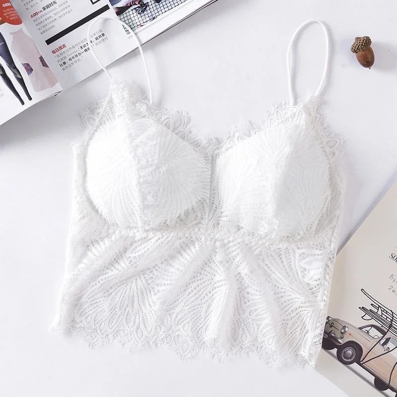 Blanc Soutien-gorge en dentelle en forme de top