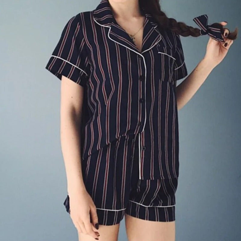 Bleu marine Pyjama rayé femme