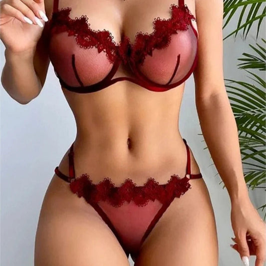 Bordeaux Ensemble de lingerie en dentelle