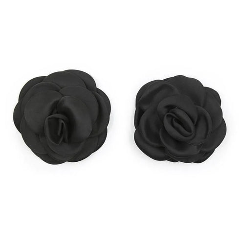 Cache-tétons autoadhésifs - fleur de rose - noir / universelle
