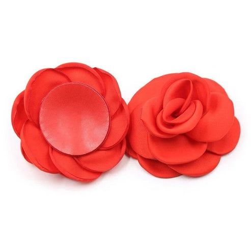 Cache-tétons autoadhésifs - fleur de rose - rouge / universelle